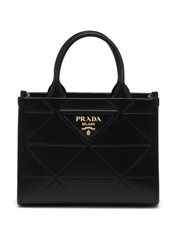 PRADA TOTE BAG - triangle padded stitching and gold prada logo